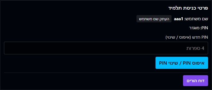 כפתור מעבר לדוח מהורה